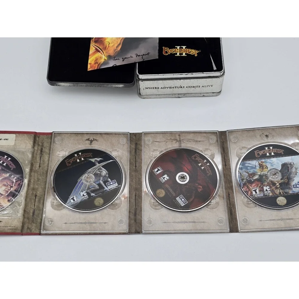 EverQuest 2 II Collectors Ed PC Game Tin w/ Cloth Maps Books, Disk, Poster, Coin